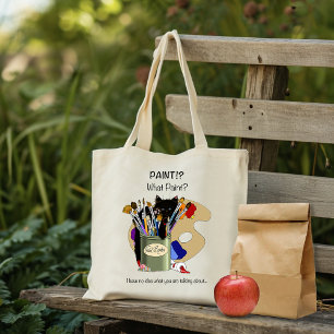 Paint Brushes Pallet Black Kitten Artist Tote Bag