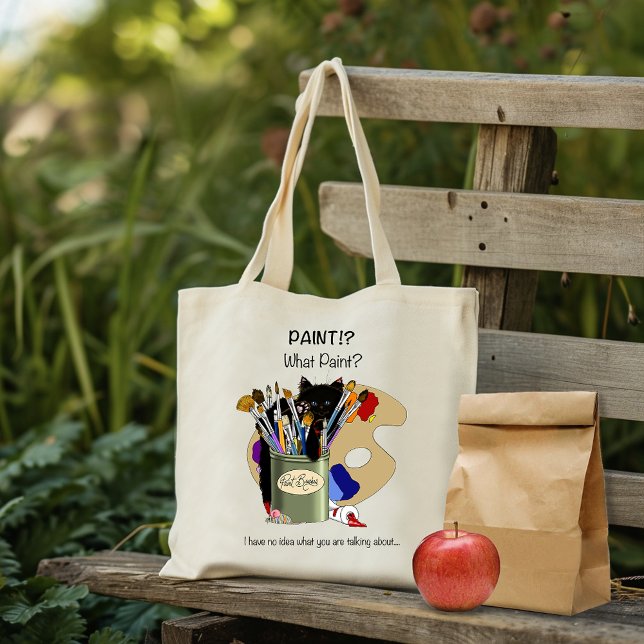 Paint Brushes Pallet Black Kitten Artist Tote Bag (Creator Uploaded)