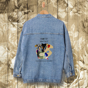 Paint Brushes Pallet Kitten Artist Denim Jacket