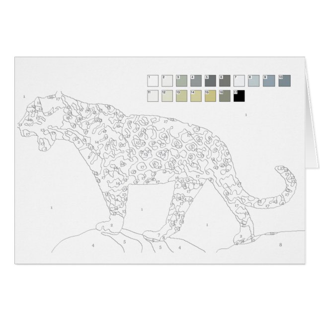 Paint by Numbers Card: Leopard (Front Horizontal)