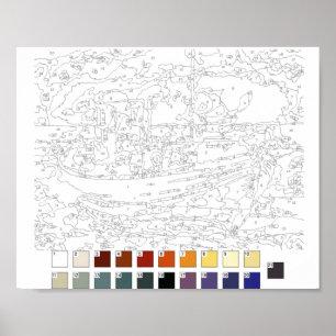 Paint by Numbers Poster: Boat Poster
