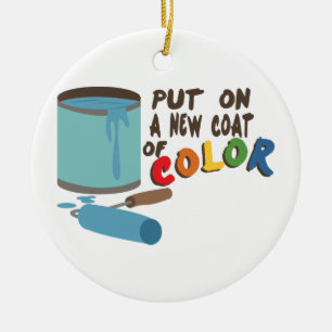 Paint Can And Roller Ceramic Ornament