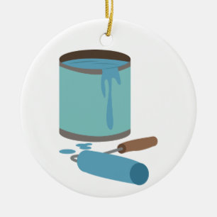Paint Can and Roller Ceramic Ornament