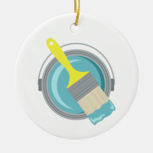 Paint Can & Brush Ceramic Ornament