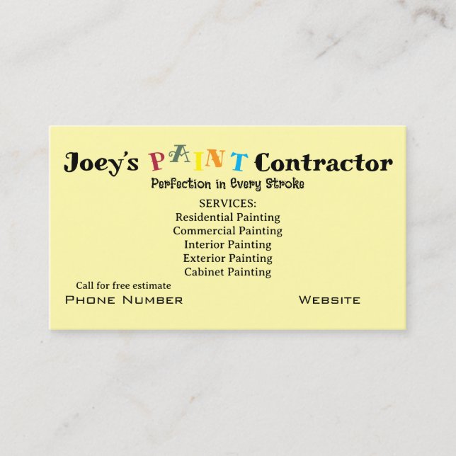 “Paint Contractor” Business Card (Front)