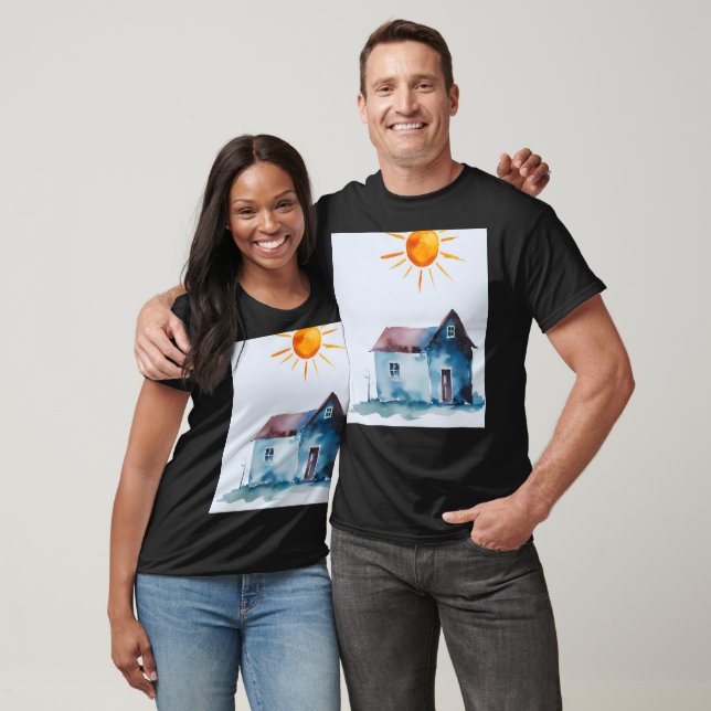 Paint Drawing, House And Sun Made By Child T-Shirt (Unisex)