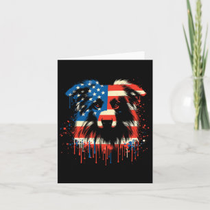 Paint Drip Australian Shepherd American Usa Flag 4 Card
