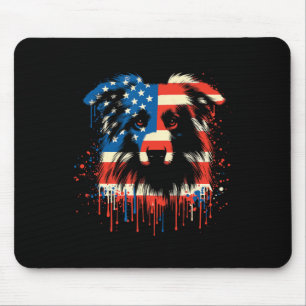 Paint Drip Australian Shepherd American Usa Flag 4 Mouse Pad