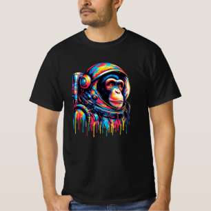 Paint Drip Chimpanzee Astronaut T-Shirt