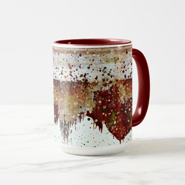 Paint drip earthenware look mug (Front Right)