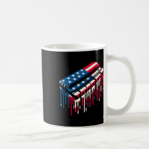 Paint Drip Harmonica American Usa Flag 4th Of July Coffee Mug