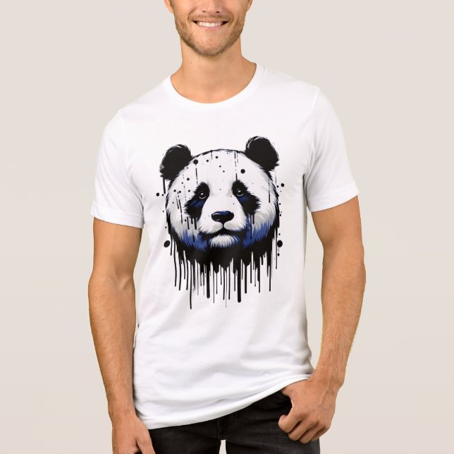Paint Drip Panda Tri-Blend Shirt (Front)