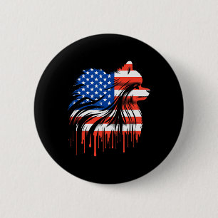 Paint Drip Pomeranian American Usa Flag 4th Of Jul 6 Cm Round Badge