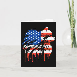Paint Drip Pomeranian American Usa Flag 4th Of Jul Card