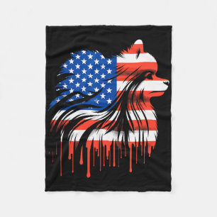 Paint Drip Pomeranian American Usa Flag 4th Of Jul Fleece Blanket