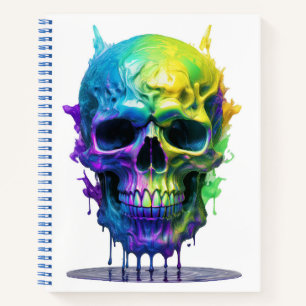Paint drip skull notebook