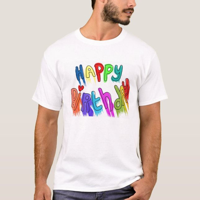 Paint Dripping Happy Birthday Men's T-Shirt (Front)