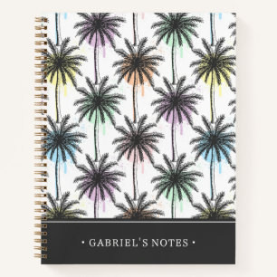 Paint Drop Palm Tree Pattern Add Your Name Notebook