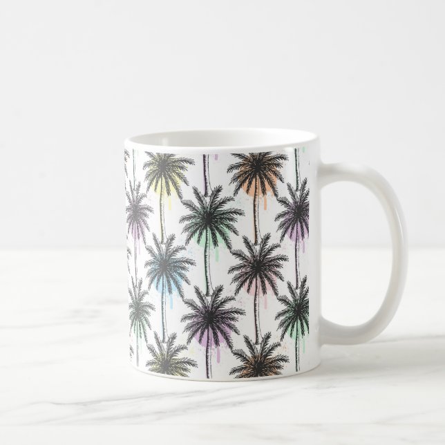 Paint Drop Palm Tree Pattern Coffee Mug (Right)
