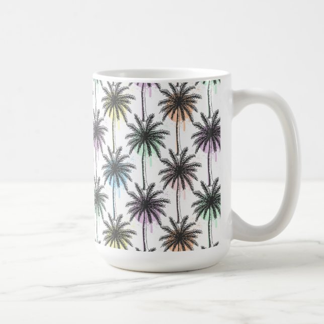 Paint Drop Palm Tree Pattern Coffee Mug (Right)
