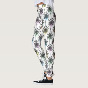 Paint Drop Palm Tree Pattern Leggings