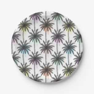 Paint Drop Palm Tree Pattern Paper Plate