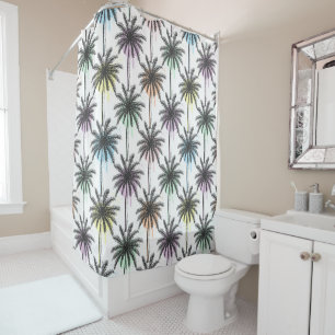 Paint Drop Palm Tree Pattern Shower Curtain