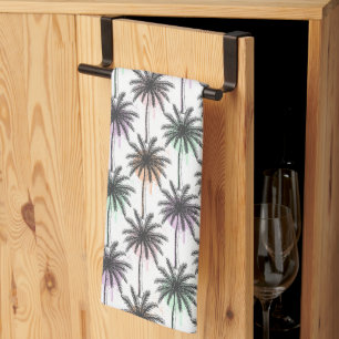 Paint Drop Palm Tree Pattern Tea Towel