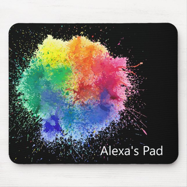 Paint Explosion on Black Mouse Pad (Front)