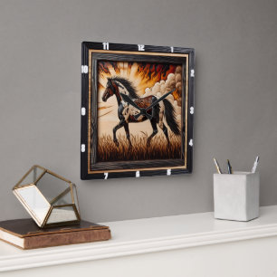 Paint Field: Sunlit Trot Custom Design Square Wall Clock