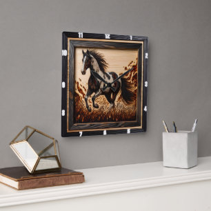 Paint Field: Sunlit Trot Wood Custom Design Square Wall Clock