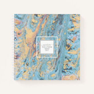Paint Flow Abstract Texture Teal/Yellow ID796 Notebook