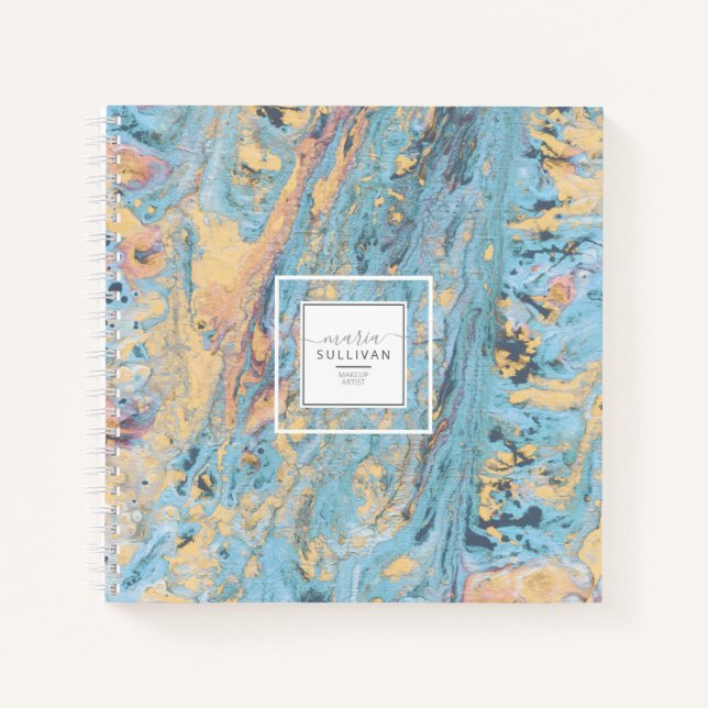 Paint Flow Abstract Texture Teal/Yellow ID796 Notebook (Front)