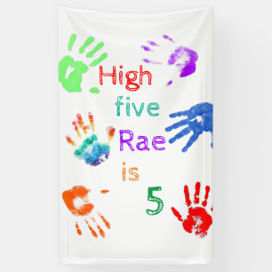 Paint Handprints Birthday with Personalised Name Banner
