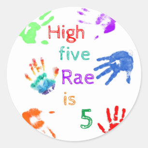 Paint Handprints Birthday with Personalised Name   Classic Round Sticker