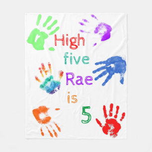 Paint Handprints Birthday with Personalised Name Fleece Blanket