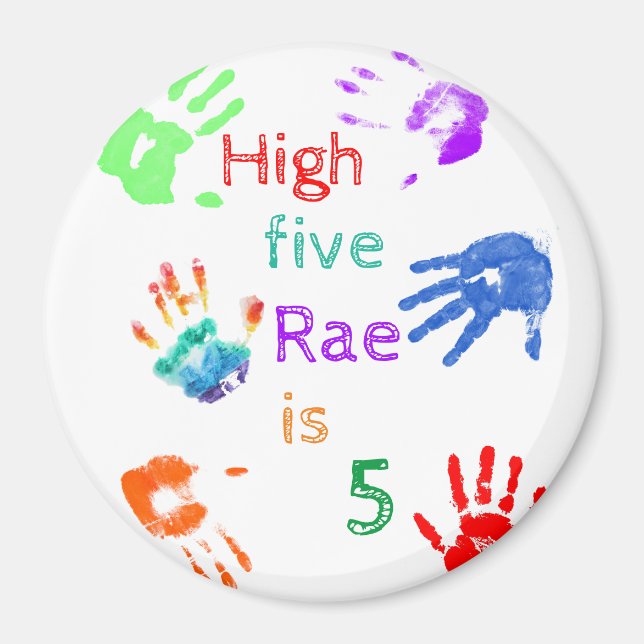 Paint Handprints Birthday with Personalised Name   Magnet (Front)