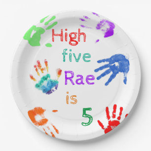 Paint Handprints Birthday with Personalised Name   Paper Plate