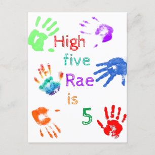 Paint Handprints Birthday with Personalised Name   Postcard