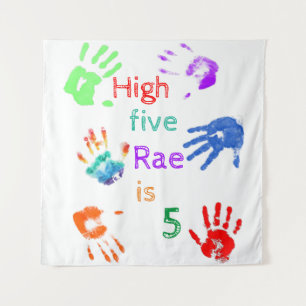 Paint Handprints Birthday with Personalised Name Tapestry