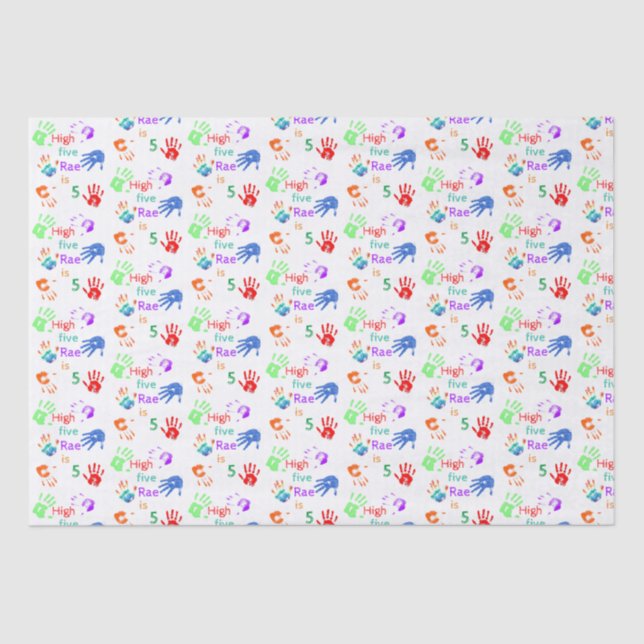 Paint Handprints Birthday with Personalised Name   Tissue Paper (Front)