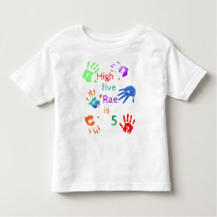 Paint Handprints Birthday with Personalised Name   Toddler T-Shirt