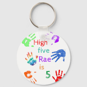 Paint Handprints Birthday with Personalized Name   Key Ring