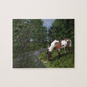 Paint Horse by Forest Stream Jigsaw Puzzle