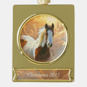 Paint Horse Christmas Gold Plated Banner Ornament