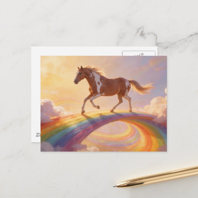 Paint Horse Crosses A Rainbow Bridge Postcard (Front/Back In Situ)