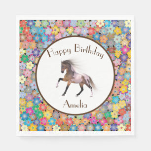 Paint Horse Happy Birthday Custom Paper Napkins