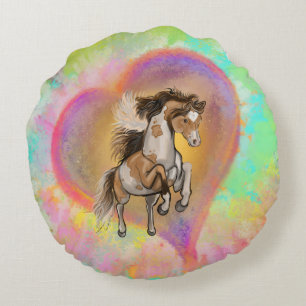 Paint Horse Love Round Cushion