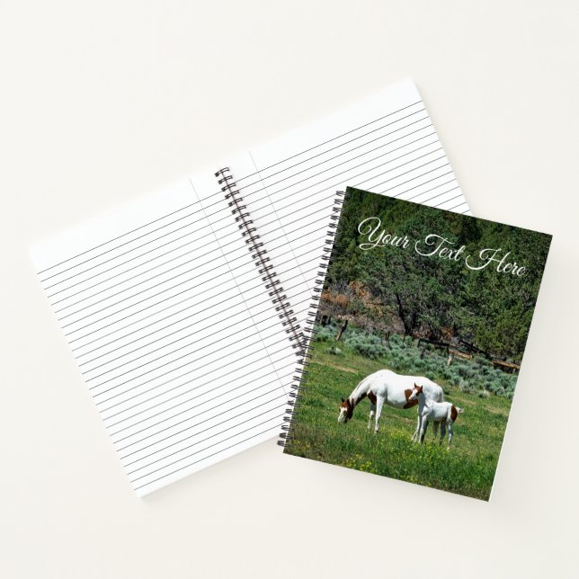 Paint Horse Mare and Foal Personalised Notebook (Inside)