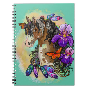 Paint Horse Mustang with Iris and butterflies Notebook